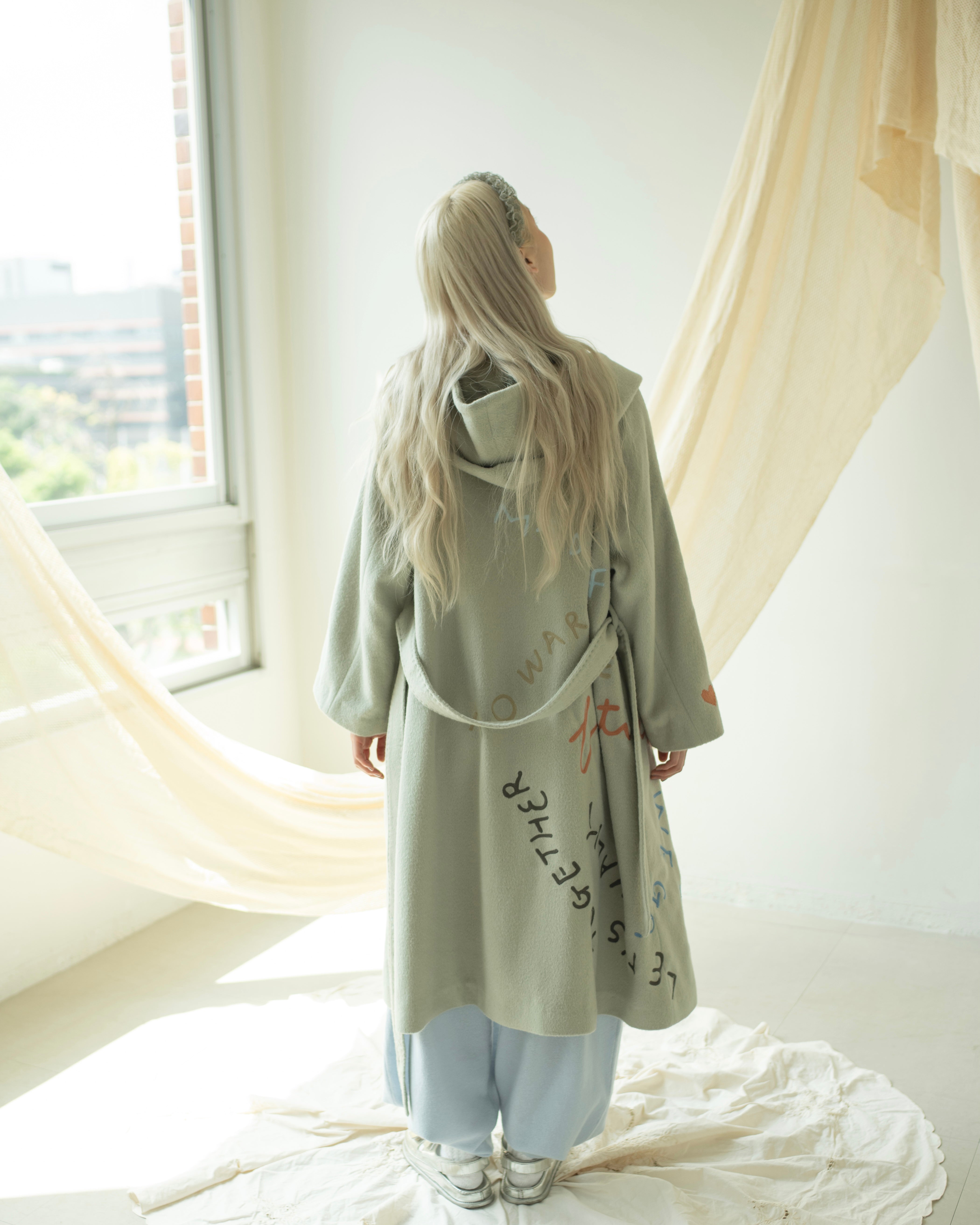 EMBROIDERY ANGORA WOOL NEST COAT