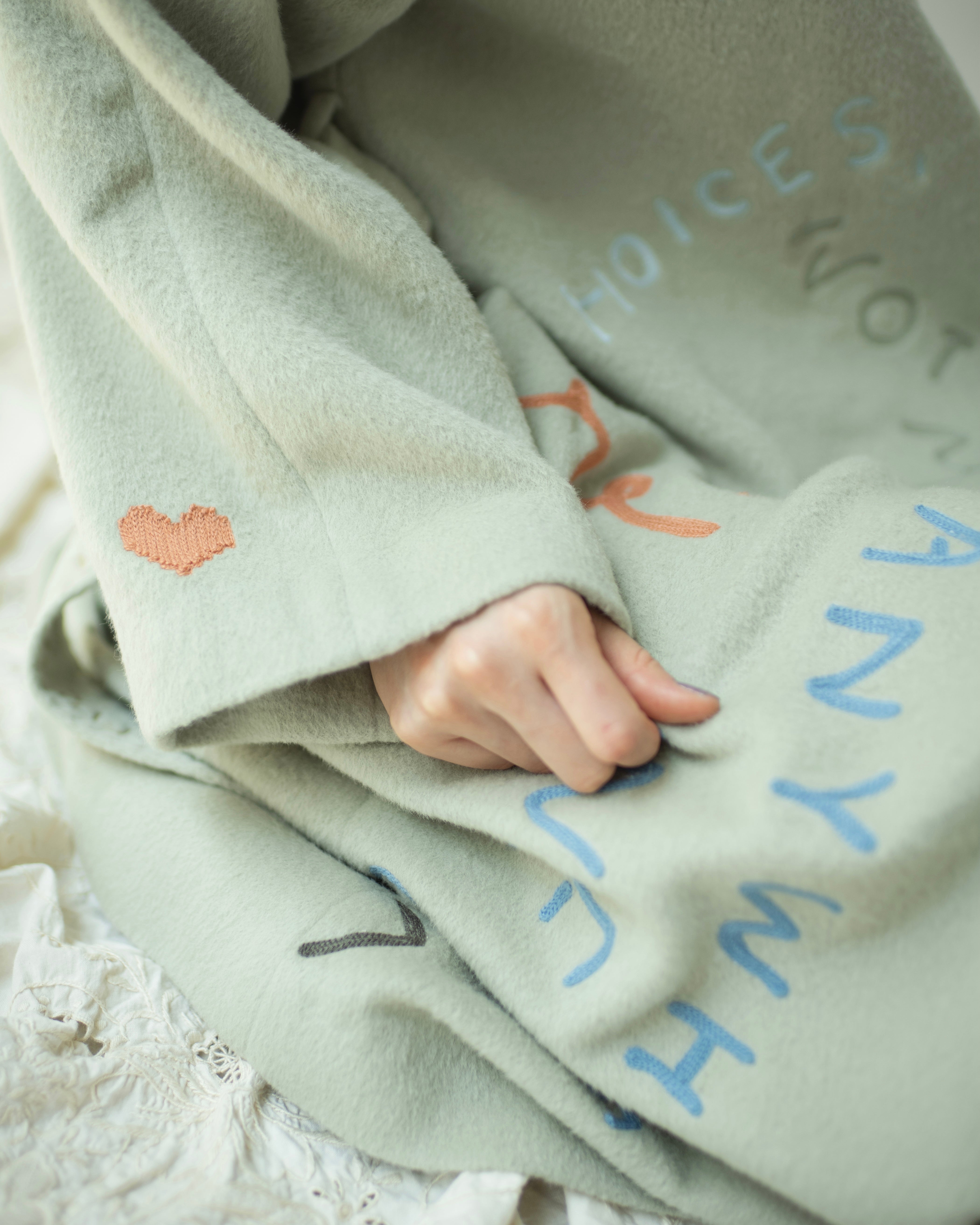 EMBROIDERY ANGORA WOOL NEST COAT