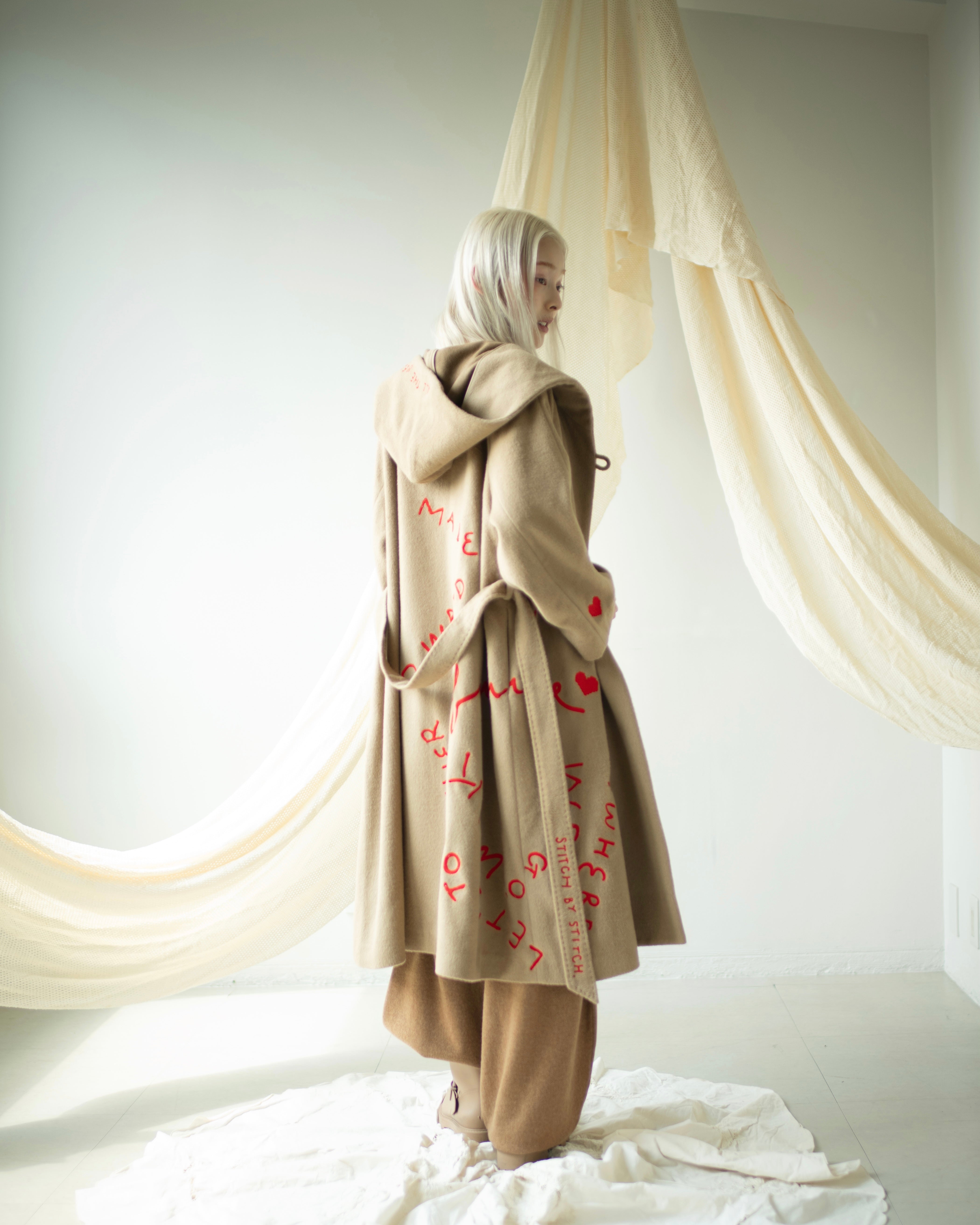 EMBROIDERY ANGORA WOOL NEST COAT