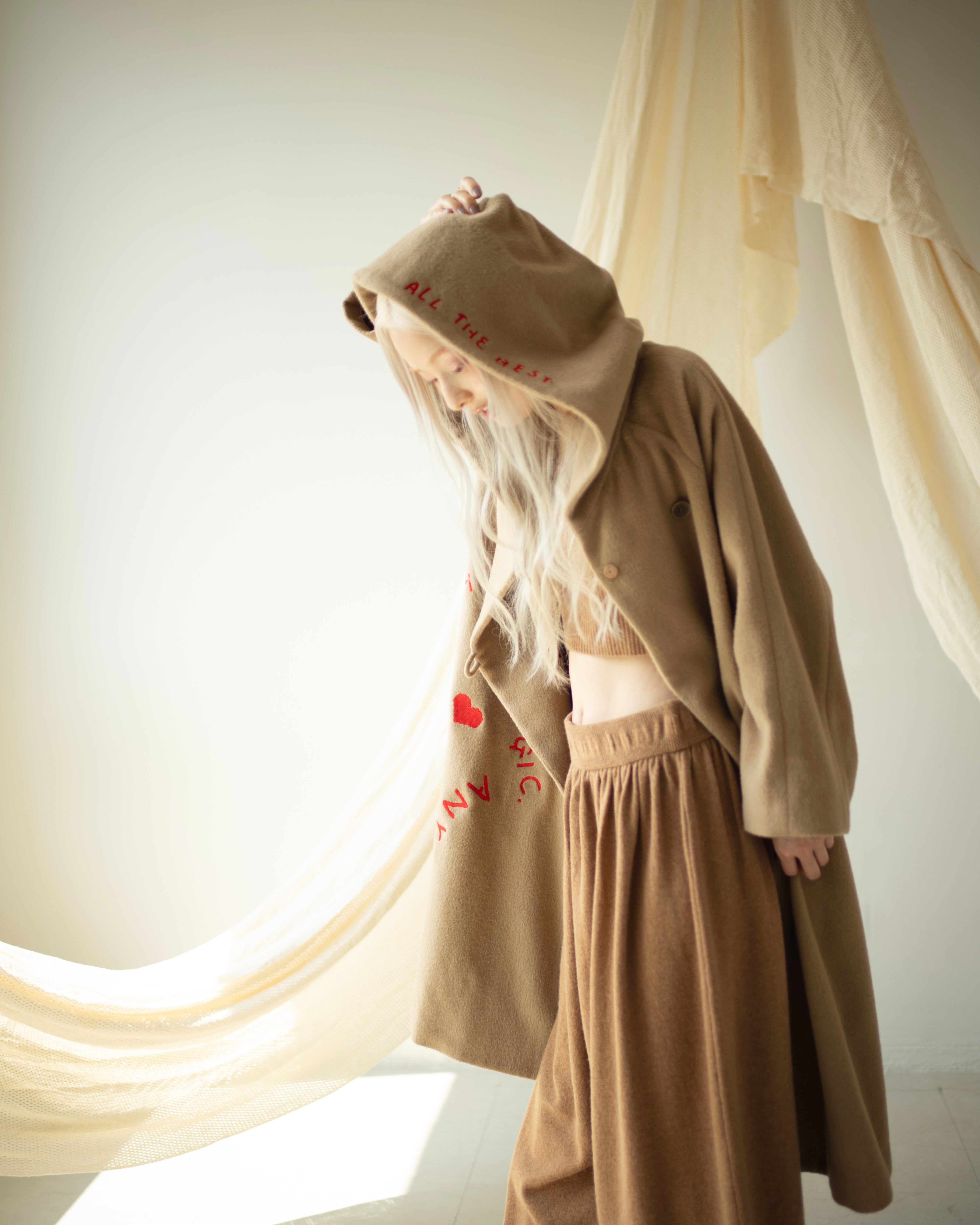 EMBROIDERY ANGORA WOOL NEST COAT