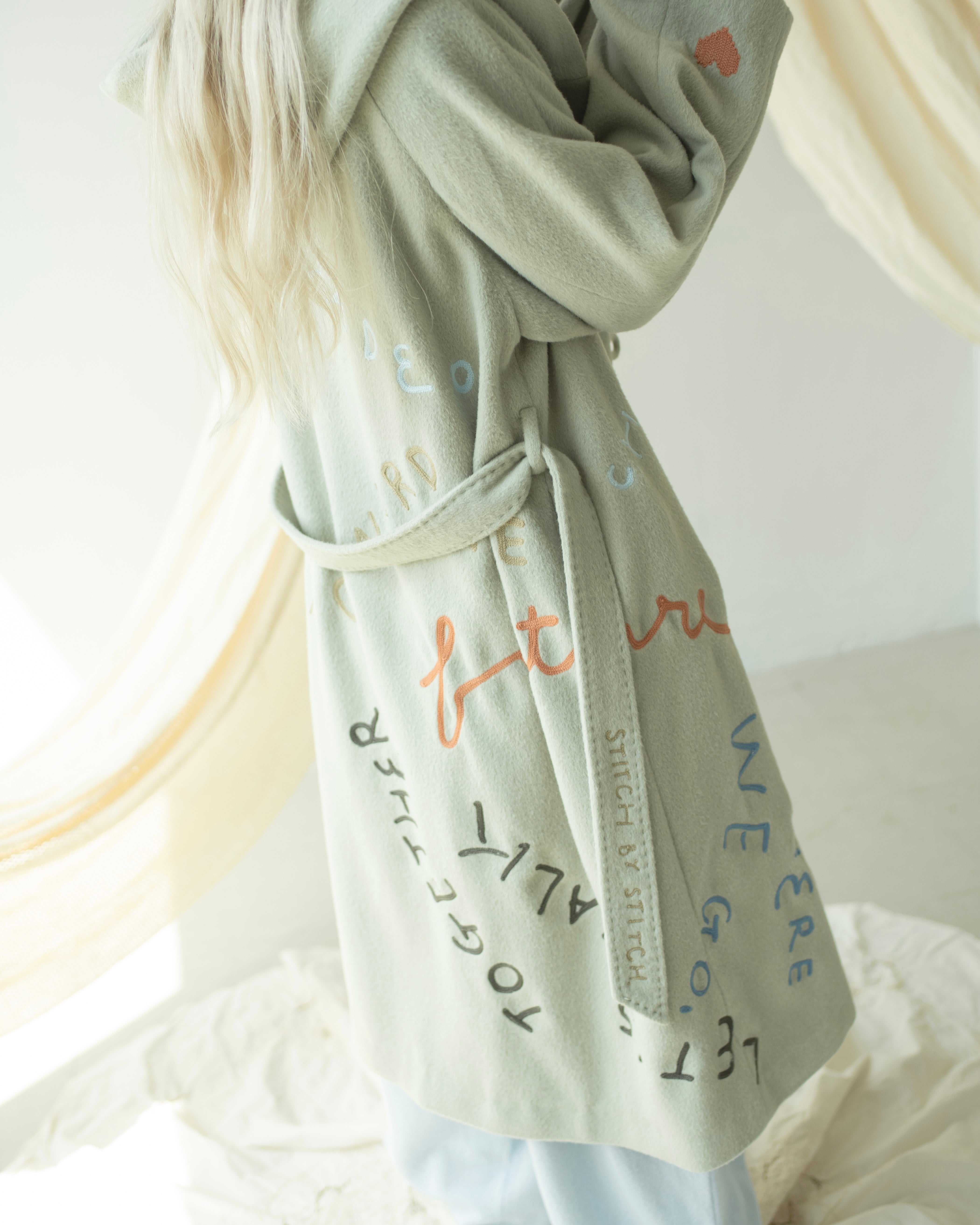EMBROIDERY ANGORA WOOL NEST COAT