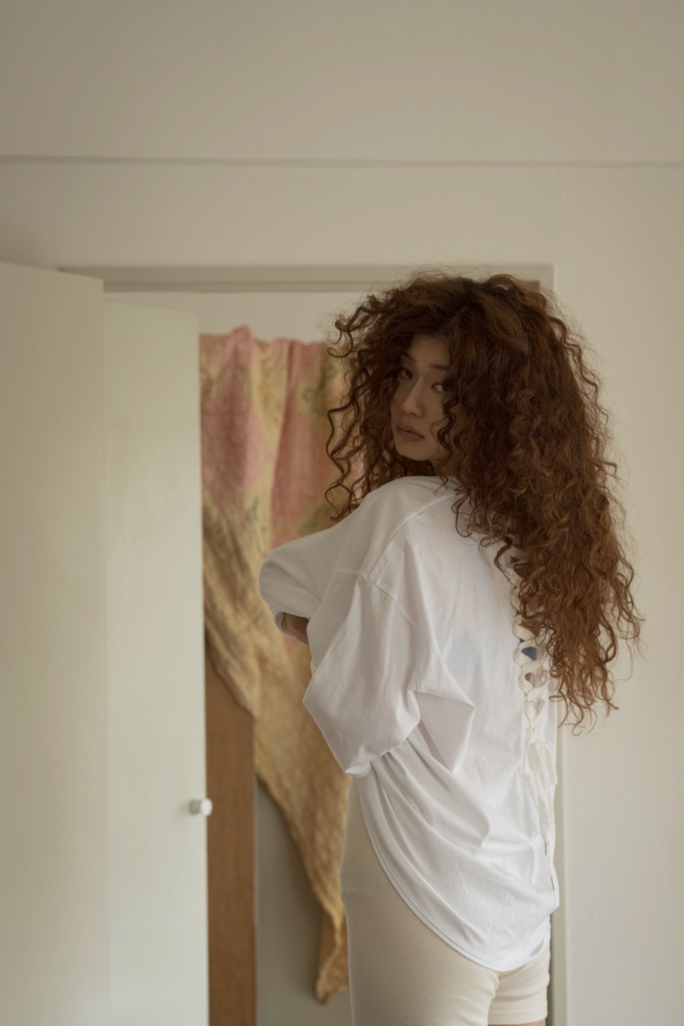 LOOSE LACE-UP BACK T-SHIRT