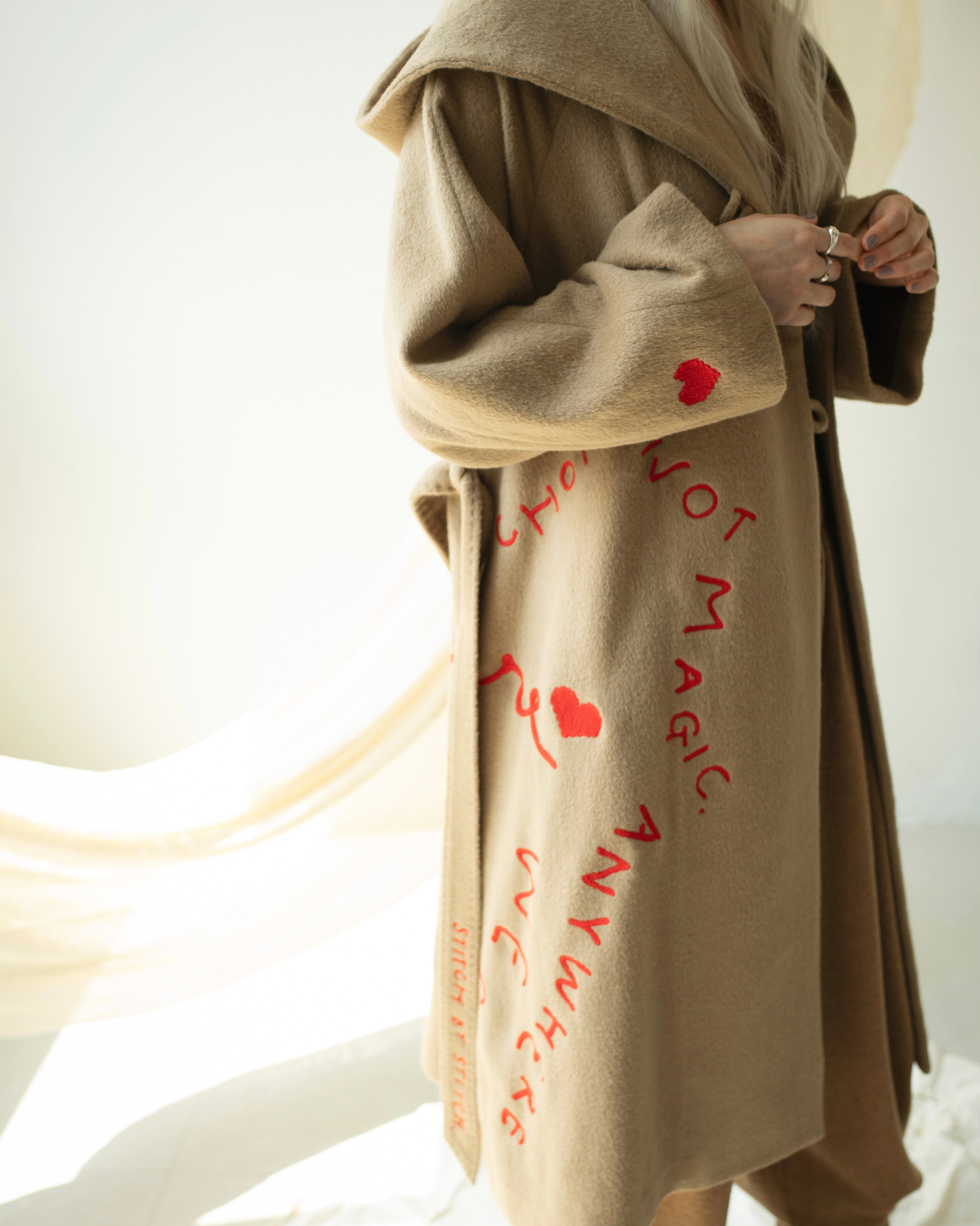 EMBROIDERY ANGORA WOOL NEST COAT