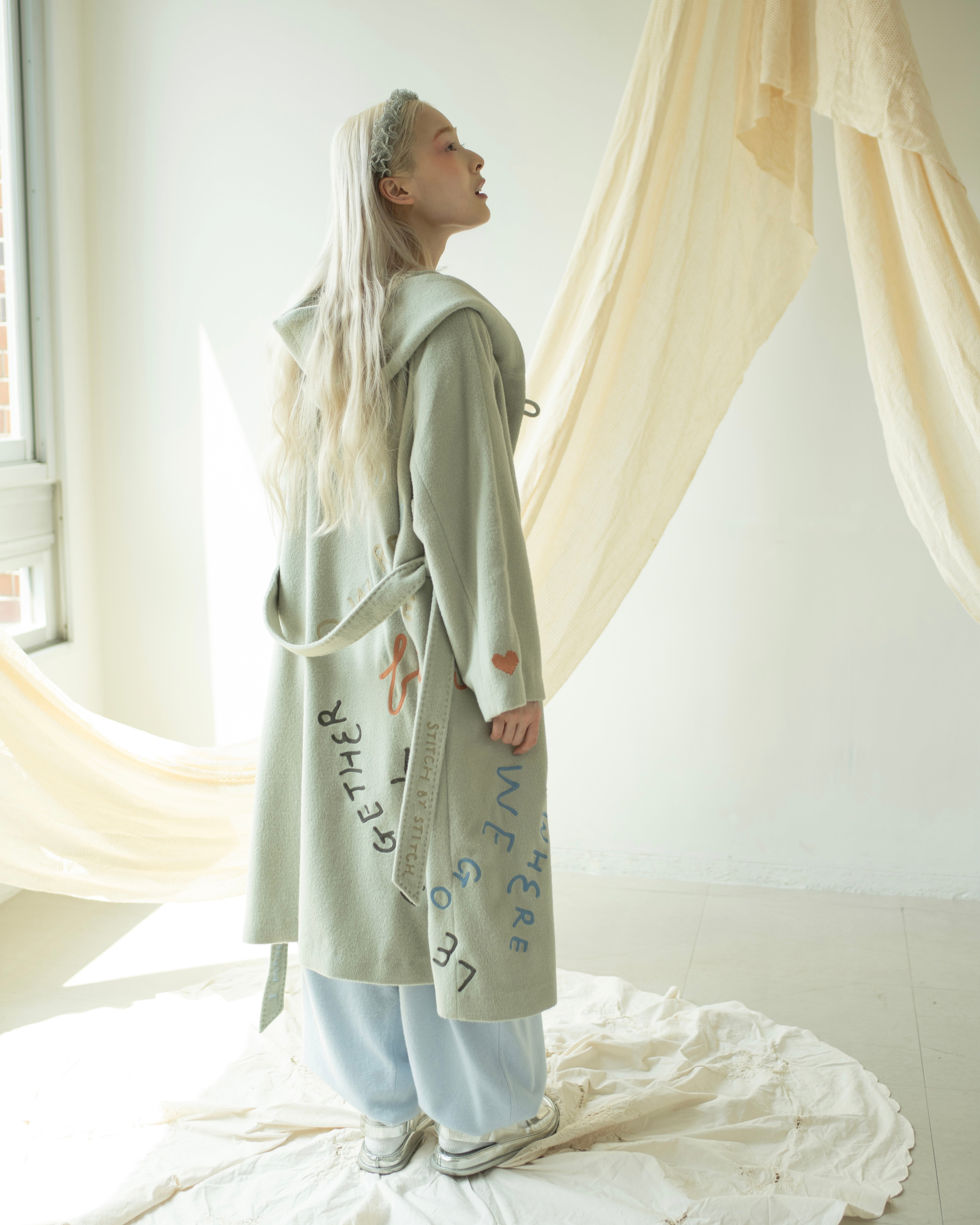 EMBROIDERY ANGORA WOOL NEST COAT